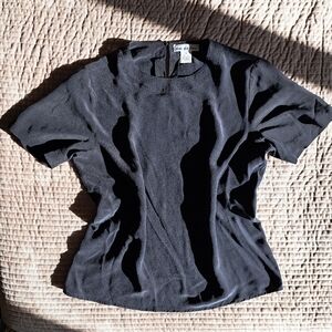Women's Anna and Frank Vintage Casual Black Short Sleeve Silk Top Size Medium
